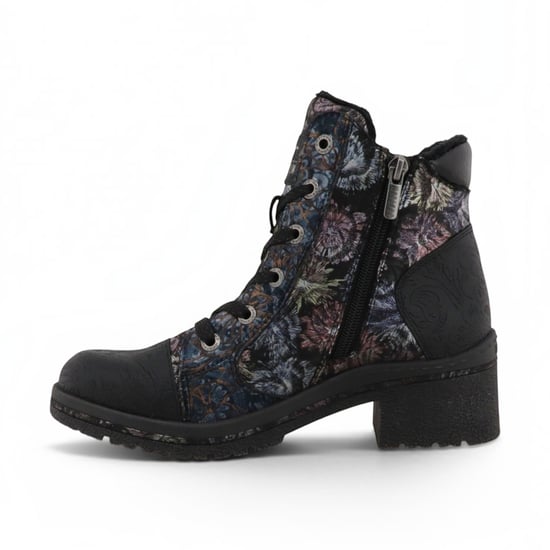 Mustang dames zwarte bloemen veteraars winterenkellaarzen - M0092001 - Image 3