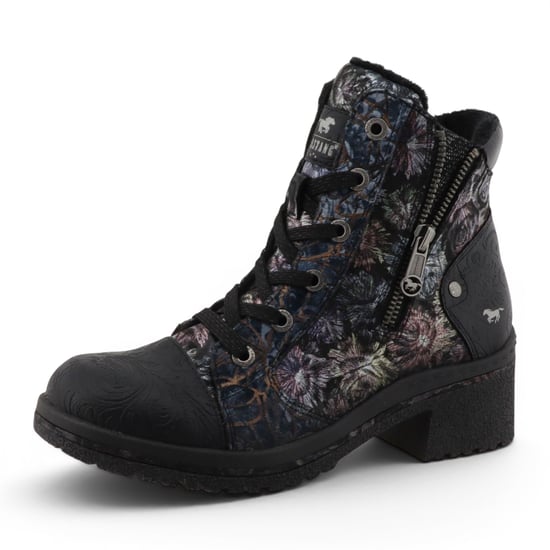 Mustang dames zwarte bloemen veteraars winterenkellaarzen - M0092001 - Image 4
