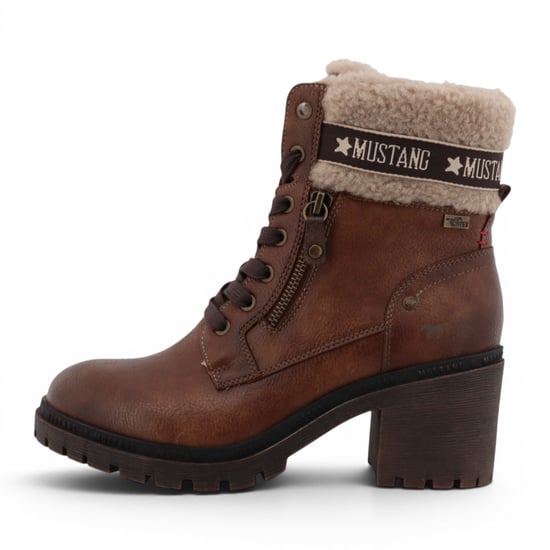 Mustang Dames Cognac Bruine Winterlaarzen met warme hak en veters - M0122001 - Image 3