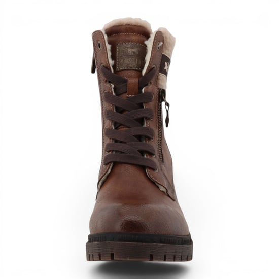Mustang Dames Cognac Bruine Winterlaarzen met warme hak en veters - M0122001 - Image 5