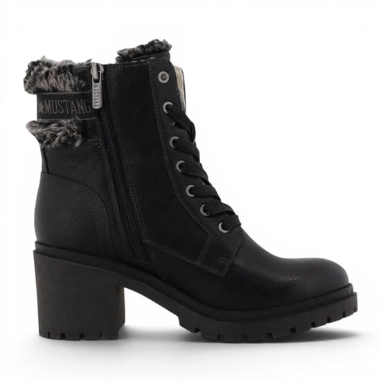 Mustang Dames Zwarte Winterlaarzen met warme hak en veters - M0122001 - Image 1