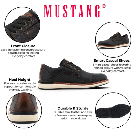 Mustang Men's Black Faux Leather Casual Outdoor Shoes - M0141002 - Image 2