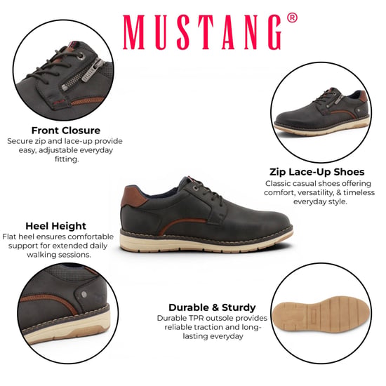 Mustang Donkergrijze Nepleer Vrijblijvende Outdoor Schoenen voor Mens - M0031004 - Image 2