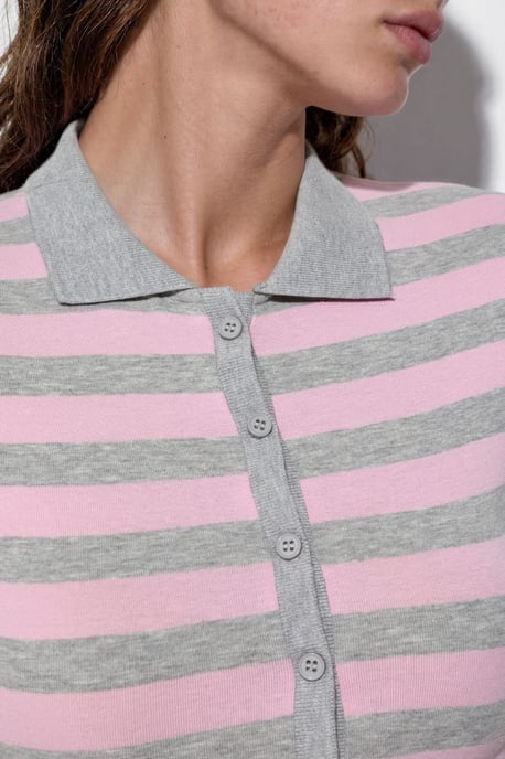Striped Ribbed Polo Blouse - Image 4