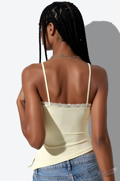 Fitted Crop Cami Top With Embroidery - Image 3