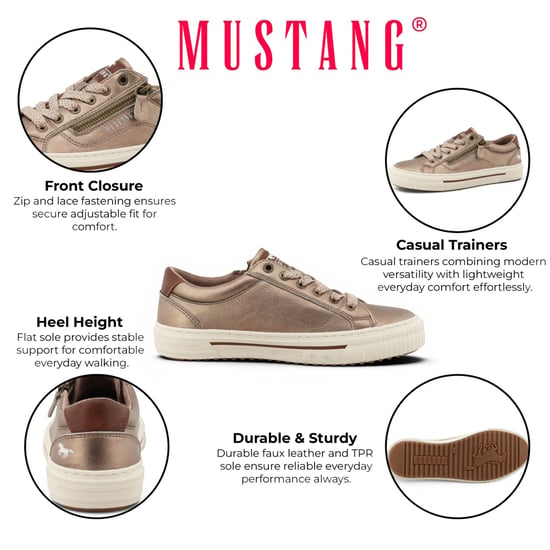 Mustang Dames Golden Faux Leather Sneaker Sneaker Casual schoenen - M0112011 - Image 2