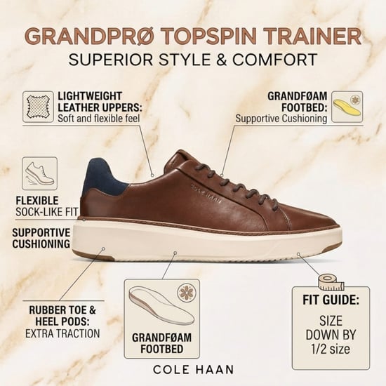 Cole Haan Men's GrandPro Luxe Mile Trainer Brown Leather Sneakers - C45103 - Image 2