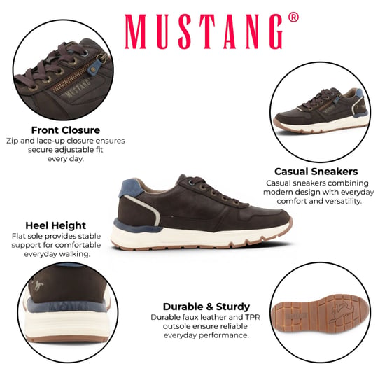 Mustang heren bruine nepleren sneakers - M0051001 - Image 2