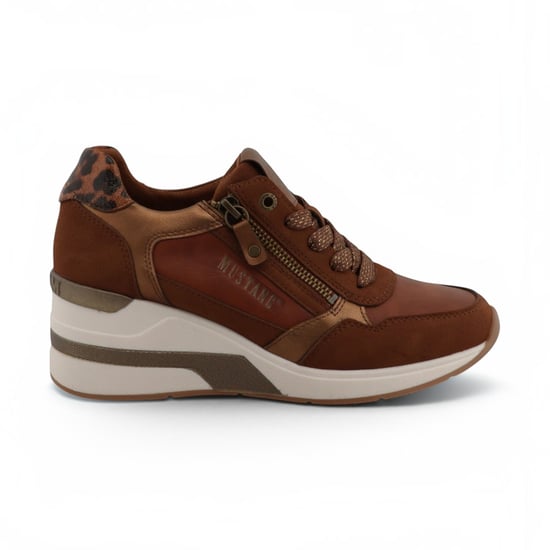 Mustang Damer Tan Cream Platform Sneaker Trainer Casual Skor - M0872002 - Image 1