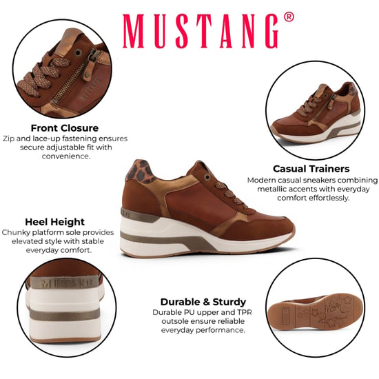 Mustang Damer Tan Cream Platform Sneaker Trainer Casual Skor - M0872002 - Image 2