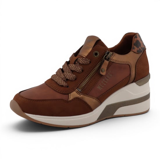 Mustang Damer Tan Cream Platform Sneaker Trainer Casual Skor - M0872002 - Image 4