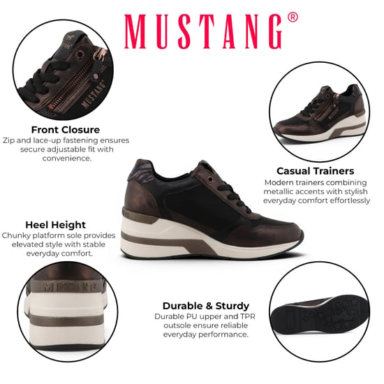 Mustang Dames Zwarte Platform Sneaker Trainer Casual Schoenen - M0872003 - Image 2