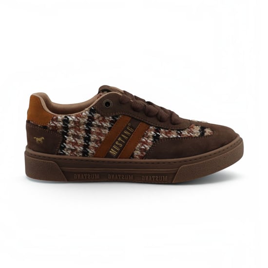 Mustang Dames Bruine Tweed Sneakers Trainerschoenen - M0212020 - Image 1
