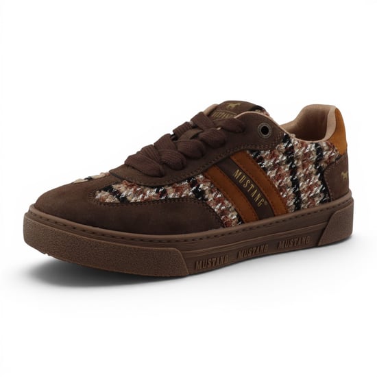 Mustang Dames Bruine Tweed Sneakers Trainerschoenen - M0212020 - Image 4
