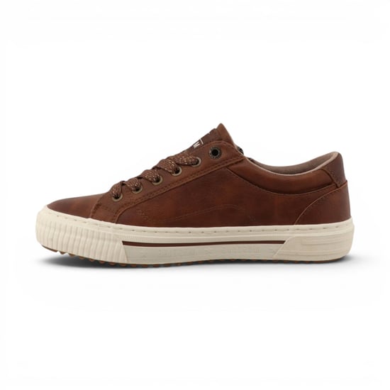 Mustang Dames Tan Faux Leather Trainer Sneaker Casual Schoenen - M0112011 - Image 2