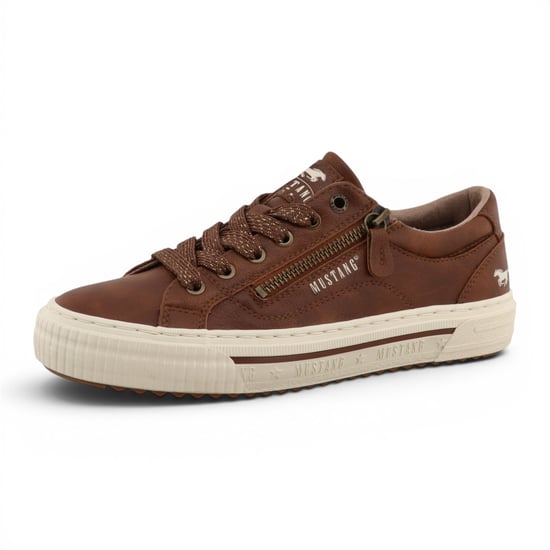 Mustang Dames Tan Faux Leather Trainer Sneaker Casual Schoenen - M0112011 - Image 3