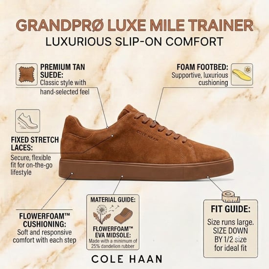 Cole Haan Men's GrandPro Luxe Mile Trainer Brown Nubuck Sneakers - C44437 - Image 2