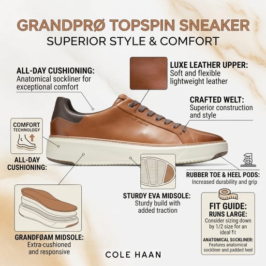 Cole Haan herrarnas GrandPro Luxe Mile Trainer Tan lädersneakers - C34229 - Image 2