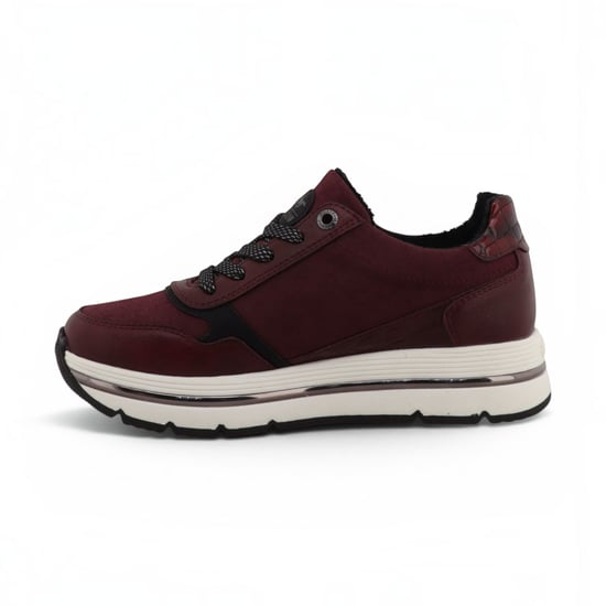Mustang Dames bordeauxrode veterschoenen Platformsneakers - M0332001 - Image 3