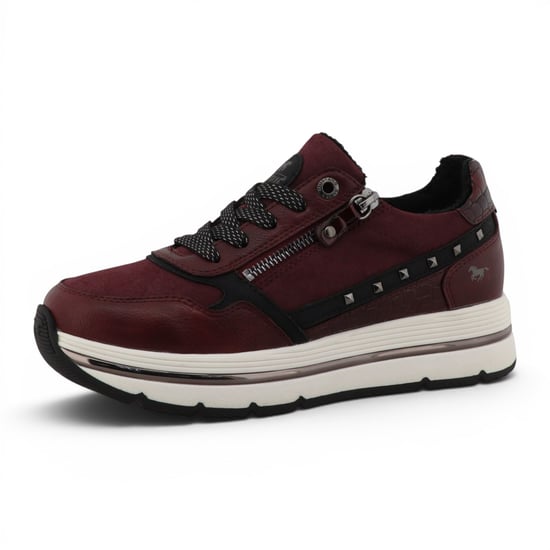 Mustang Dames bordeauxrode veterschoenen Platformsneakers - M0332001 - Image 4