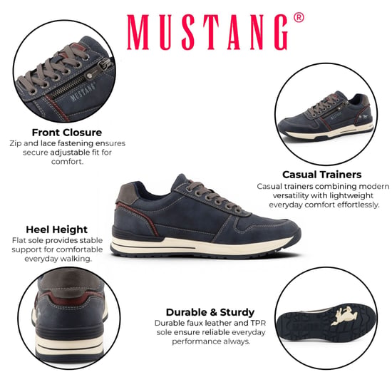 Mustang heren Navy nep leren sneaker sneakers schoenen - M0281006 - Image 2