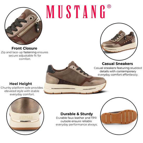 Mustang Dames Bruine Veterschoenen Platformsneakers - M0332001 - Image 2