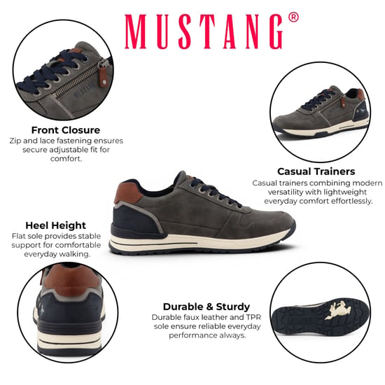Mustang Grey Faux Leather Sneaker Sneakers Schoenen voor mannen - M0281006 - Image 2
