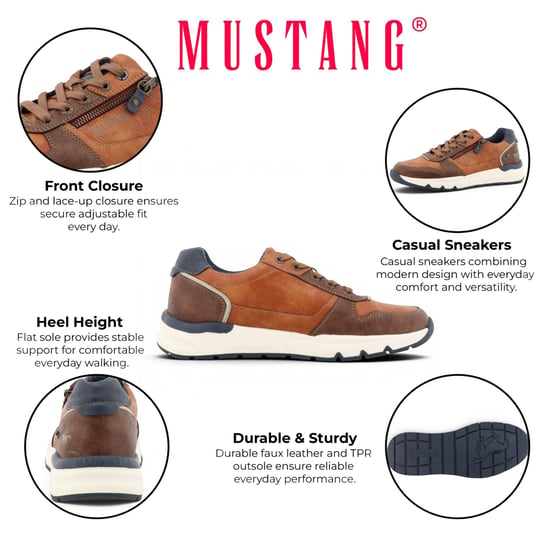 Mustang herrarnas beige konstlädersneakers – M0051003 - Image 2