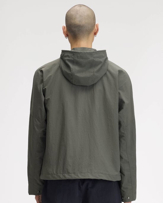 Regular Fit Long Sleeve Logo Detail Parka in Olive - Image 3