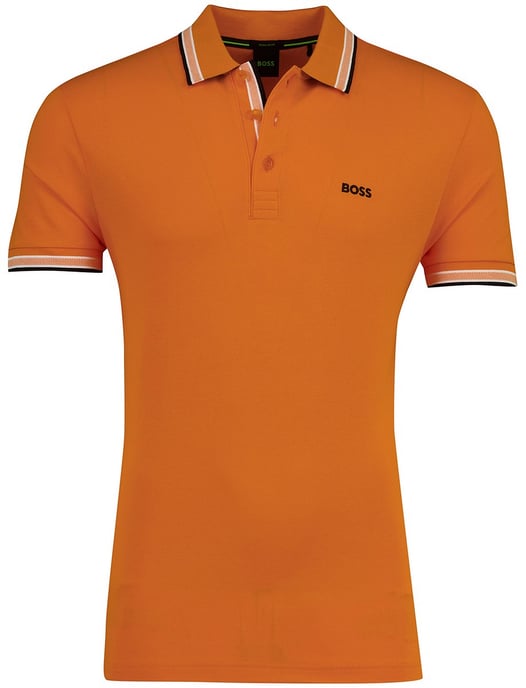 Korte mouw polo BOSS Green Paddy oranje pique - Image 1