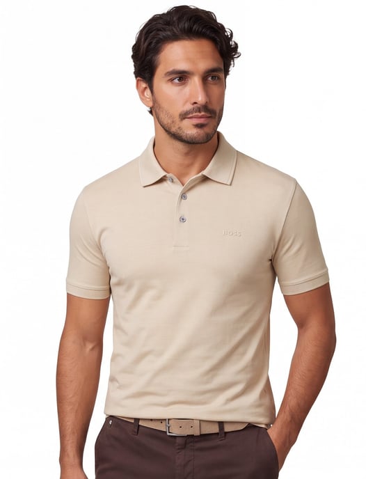 Boss Black Palosh polo beige effen korte mouw - Image 1