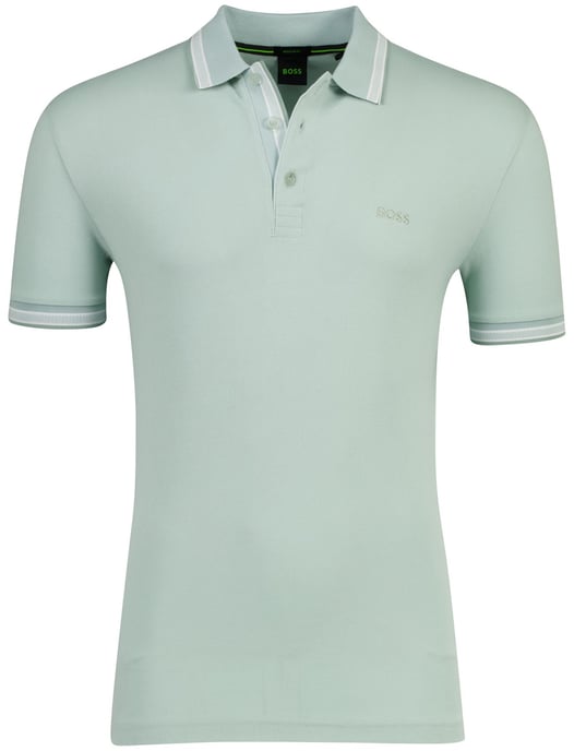 Polo Boss Green Paddy poloshirt groen met witte kraag - Image 1