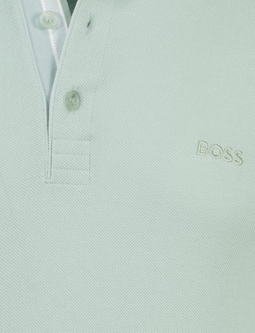 Polo Boss Green Paddy poloshirt groen met witte kraag - Image 3