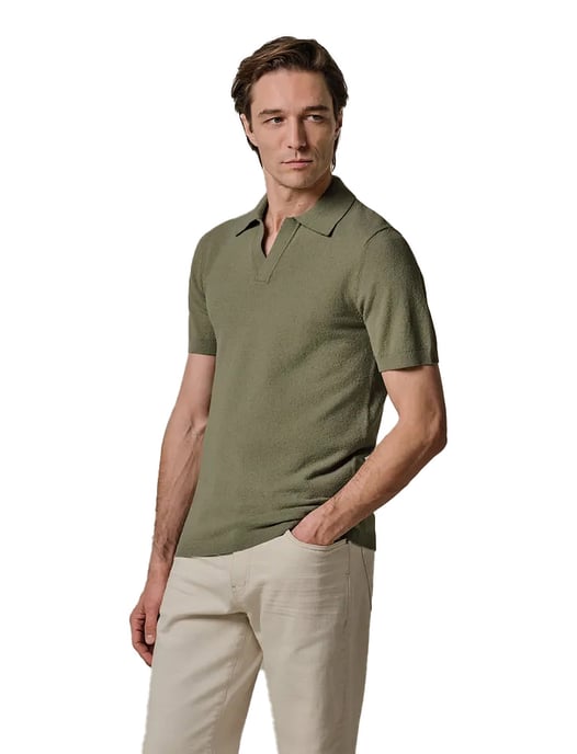 Poloshirt Profuomo mid groen v-hals - Image 1