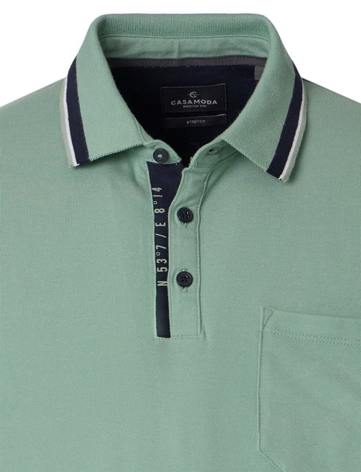 groene polo met zwarte omlijning Casa Moda korte mouw - Image 3