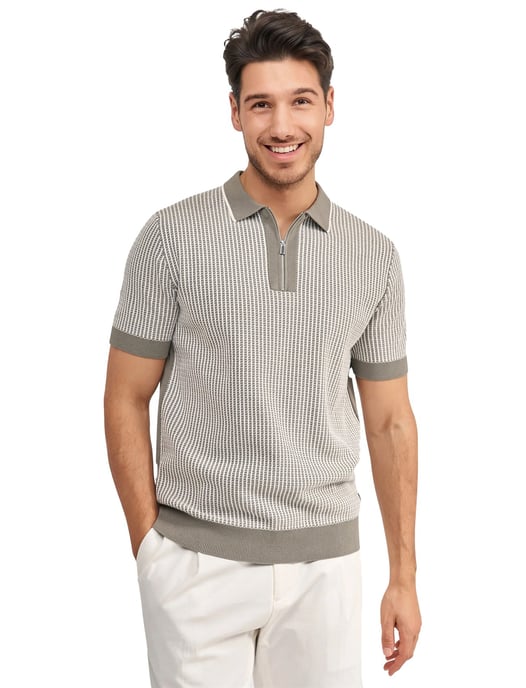 Poloshirt Blue Industry geprint met rits korte mouw groen - Image 1