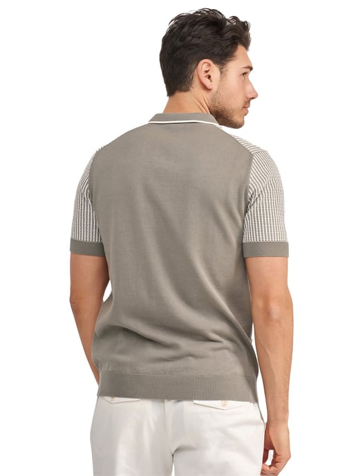 Poloshirt Blue Industry geprint met rits korte mouw groen - Image 2