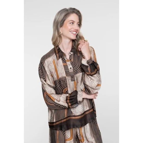 Geisha 63570-70 775 blouse satin aop brown/sand - Image 1