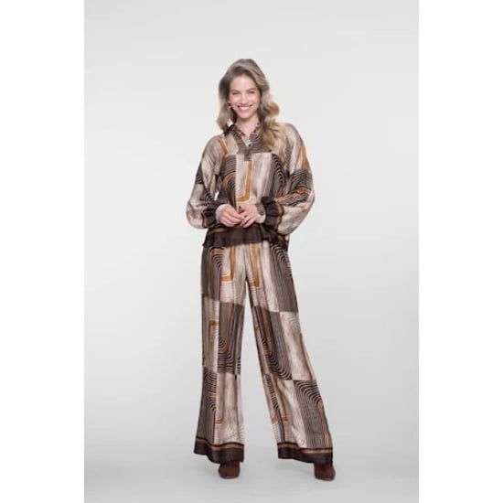 Geisha 61576-70 775 pants satin aop brown/sand - Image 1