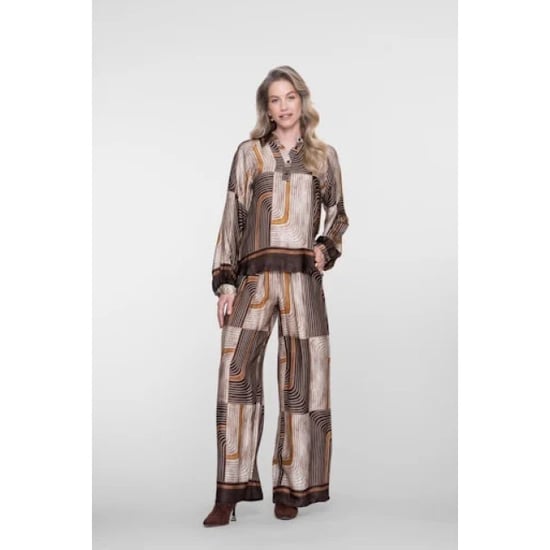Geisha 63570-70 775 blouse satin aop brown/sand - Image 2
