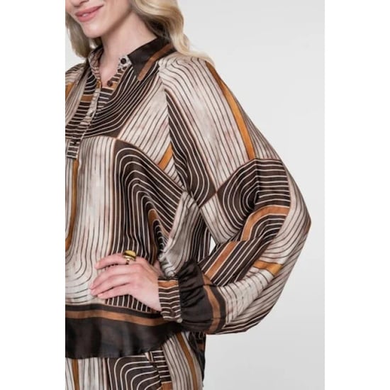Geisha 63570-70 775 blouse satin aop brown/sand - Image 3