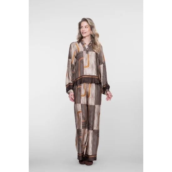 Geisha 61576-70 775 pants satin aop brown/sand - Image 4