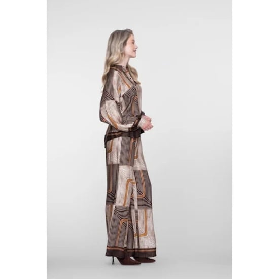 Geisha 61576-70 775 pants satin aop brown/sand - Image 5