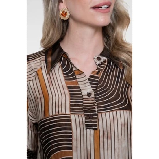 Geisha 63570-70 775 blouse satin aop brown/sand - Image 4