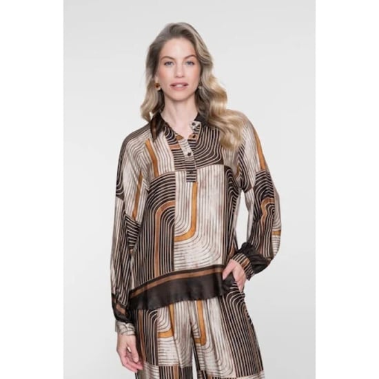 Geisha 63570-70 775 blouse satin aop brown/sand - Image 5