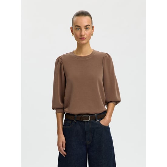 Selected Femme slwtenny 3/4 sweat top noos 16082379 chocolate chip - Image 2