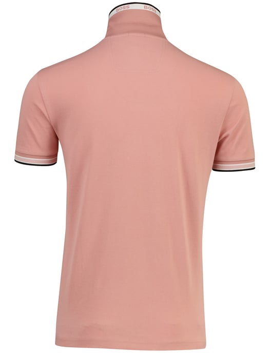 Pasteloranje poloshirt Boss Green Paddy korte mouw pique 3-knoops - Image 3