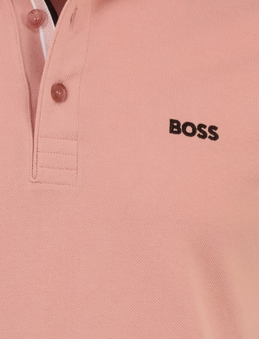 Pasteloranje poloshirt Boss Green Paddy korte mouw pique 3-knoops - Image 4