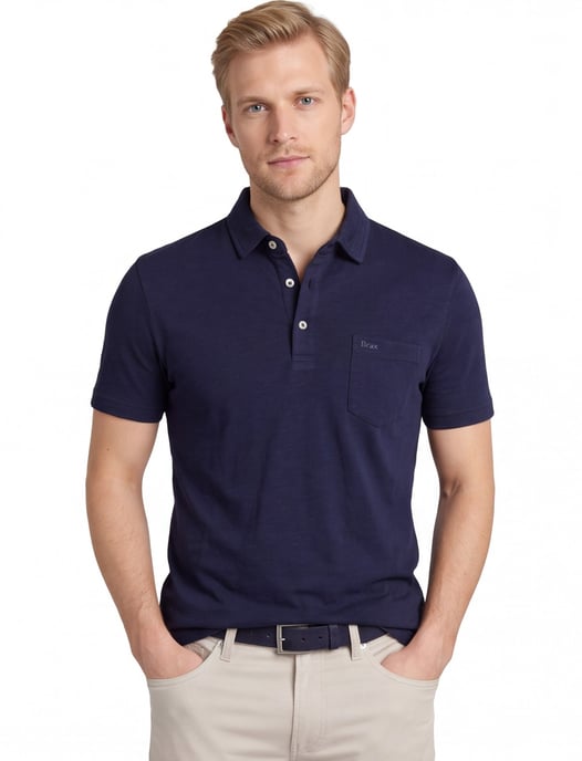 Brax poloshirt katoen donkerblauw gemêleerd normale fit - Image 1