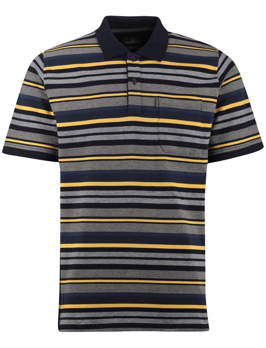 Poloshirt Casa Moda grijs gele strepen 2 knoops - Image 3
